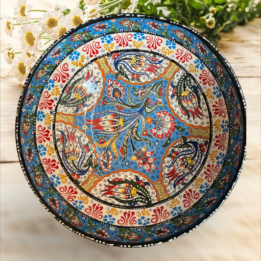 25 cm Hand Painted Ceramic Bowl Turkish Pottery